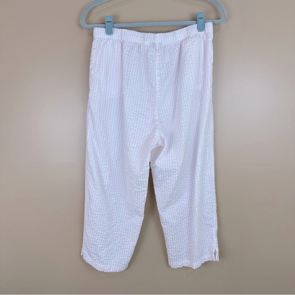 Appleseed's White Pink Striped Seersucker Shirt & Cropped Pants Set PM - Picture 10 of 13